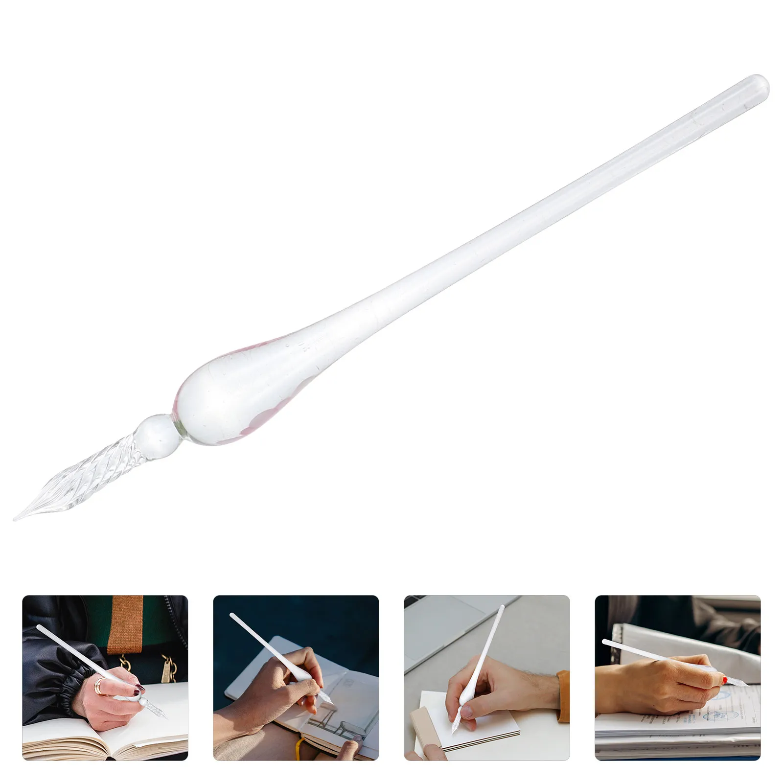 빈티지 유리 딥펜 수제 투명 유리 서명펜 서예 연습 드로잉 휴대용 경량 창의적인 도구