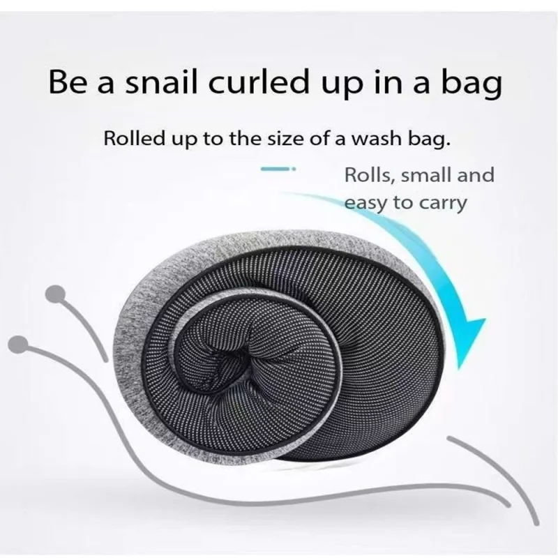 Memory Foam Snail-Style Travel Neck Pillow - Portable, Adjustable Comfort Pillow