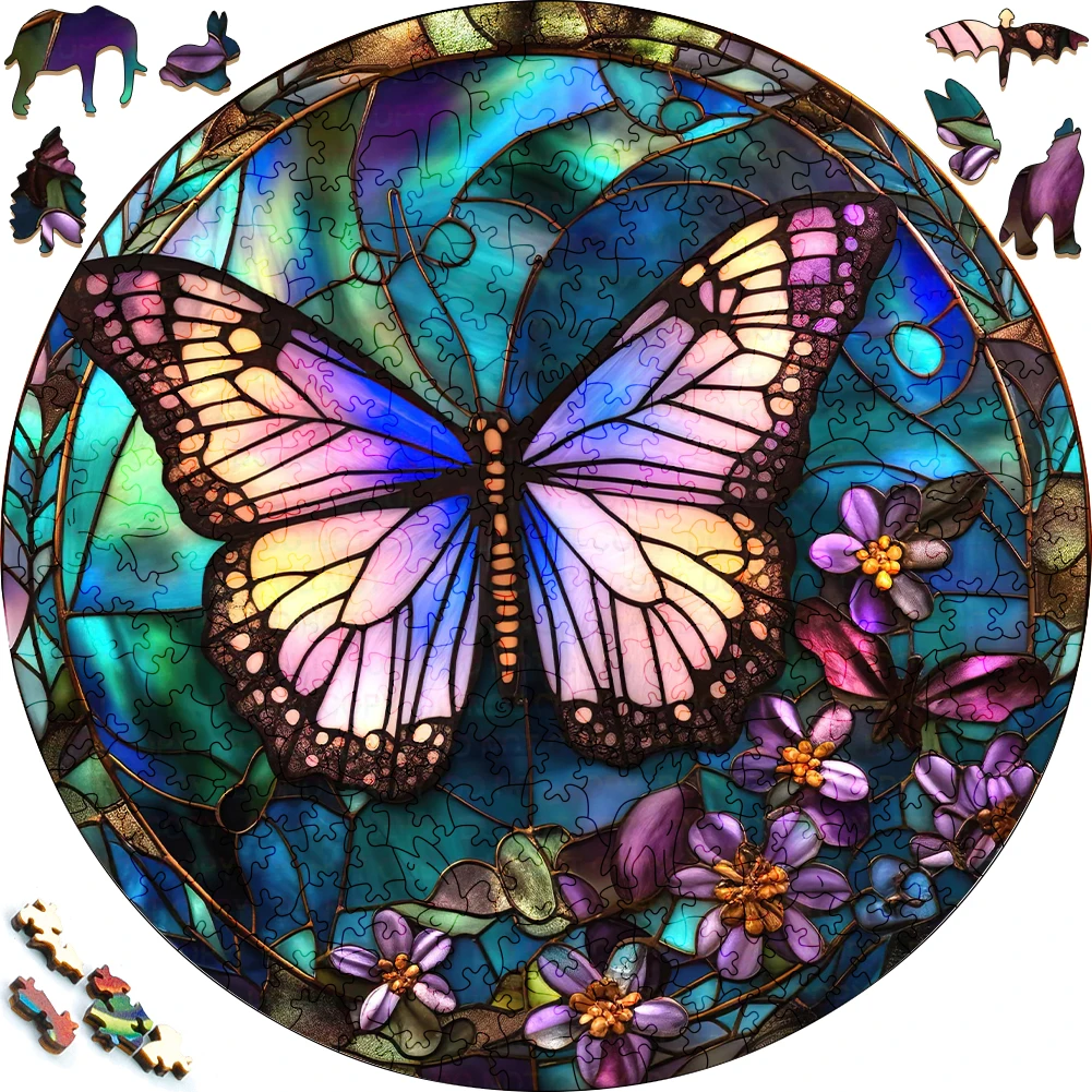 Mysterious Wooden Puzzles butterfly Art Decoration Irregular Shape Puzzle Board Set Decompression Puzzle Toys for Adults Family