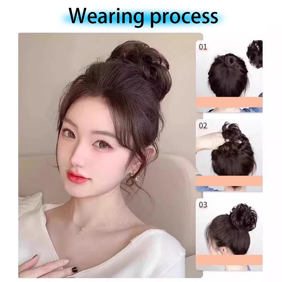 Synthetic Hair Bun Chignon Messy Curly Hair Band Elastic Scrunchy False Hair Rope Rubber Band Hair Extensions For Women