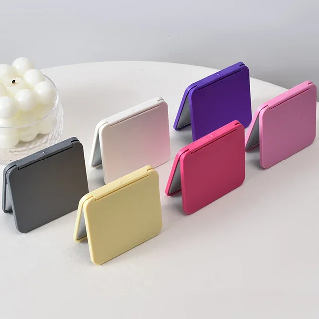Miroir de maquillage carré à 2 faces, Portable, mignon, cadeau pour fille, Mini miroir de poche Double face, Compact, plusieurs couleurs 4