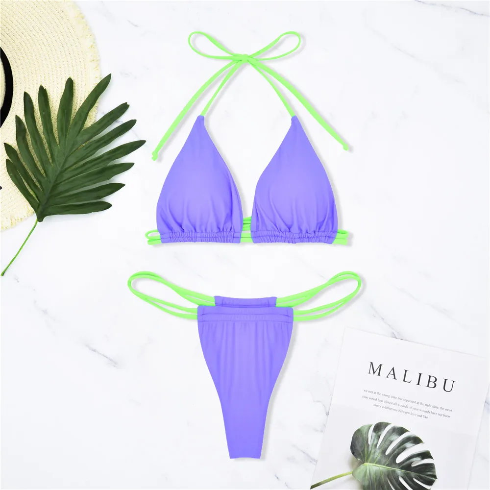 Tanga maiô sexy maiô biquíni brasileiro triângulo superior banho 2025 feminino terno de natação banhista biquinis beachwear