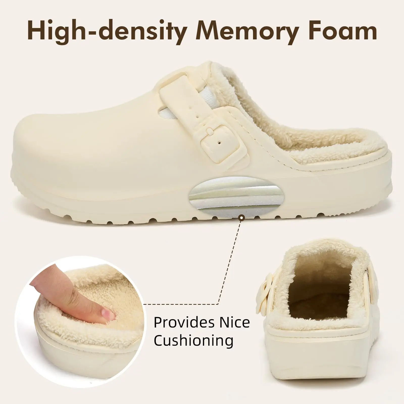 Crestar Winter Fur Women Slippers Outdoor Antiskid Waterproof Fuzzy Lined Men Garden Shoes Adjustable Warm Fluffy House Slippers 6