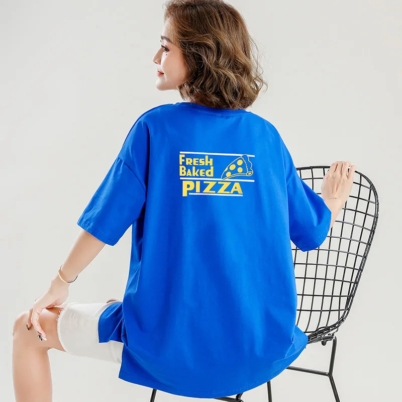 

2022 Arts Style New Arrival Summer Women Casual Short Sleeve Letter Print T Shirt Loose All-matched O-neck Cotton T-shirt V625
