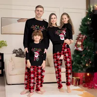 2024 New Year's Costumes Cartoon Elk Print Christmas Parent-child Matching Pajamas Set Boys Girls Sleepwear Xmas Family Look Pjs 1