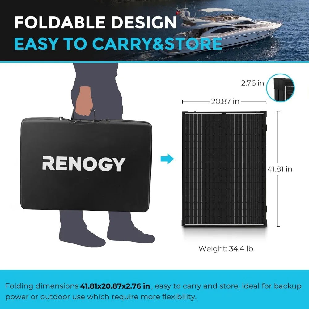 Renogy 200 Watt 12 Volt Portable Solar Panel with Waterproof 20A Charger Controller, Foldable 100W Solar Panel Suitcase