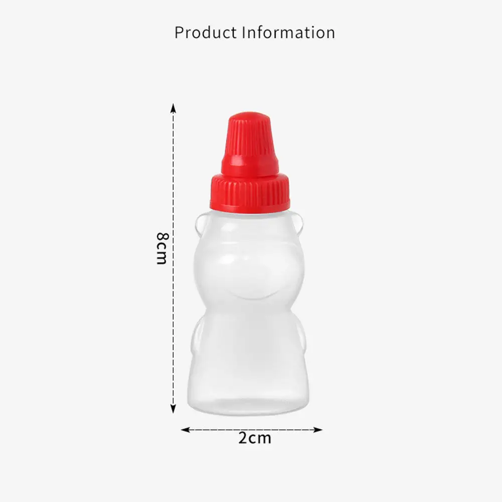 2pcs/Set Cute Mini Bear Seasoning Bottle Squeeze Sauce Bottle Sauce Small Containers Bottles Mustard Honey Ketchup Bottle Suit 6