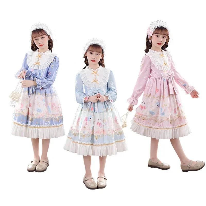 Gothic Victorian Dresses for Children Party Medieval Princess Lolita Girl Dress Christmas Victorian Dress for Kids Junior Girls