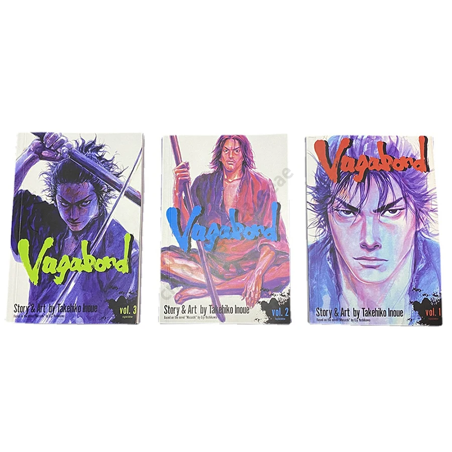 3 Libri Anime Vagabond Volume 1-3 Miyamoto Musashi Japanese Teen Mystery Romance English Comic Book Manga Book Versione Inglese