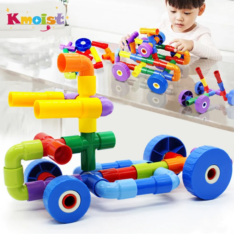DIY Water Pipe Building Blocks Toys for Kid Enlightening Pipeline Big Blocks Set for Toddler 3D Maze Children Toy Birthday Gifts