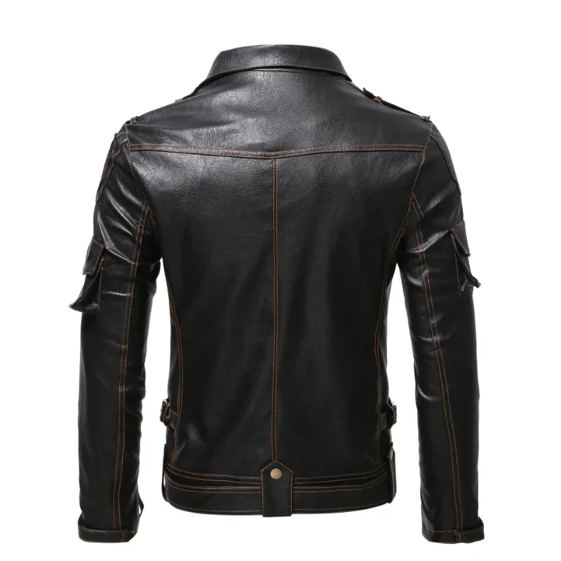 ジャケット・アウター VINTAGE WASHED LEATHER ZIP Big Pocket Vintage Washed Leather Zip-up Banding