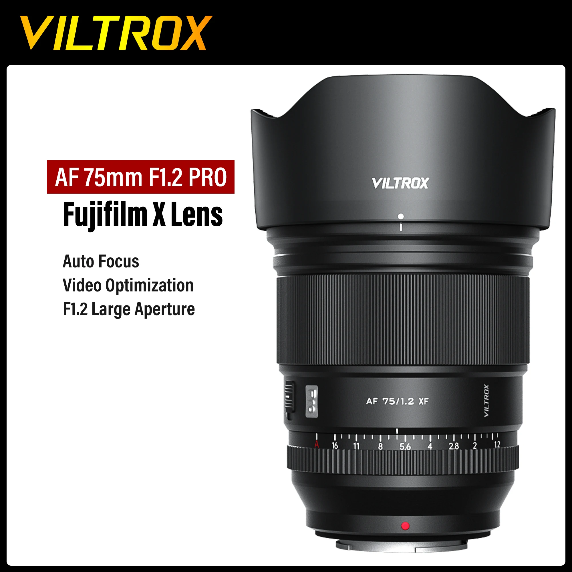 VILTROX 75mm F1.2 Fuji X Lens Auto Focus Large Aperture Portrait APS-C for Fujifilm XF Mount Camera X-T4 T100 X-H2S X-T30 X-Pro3