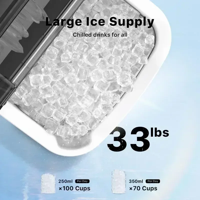 Silonn Nugget Ice Maker Countertop, Sonic for Home Kitchen Office-Chewable Pellet Ice Machine with Self-Cleaning Function