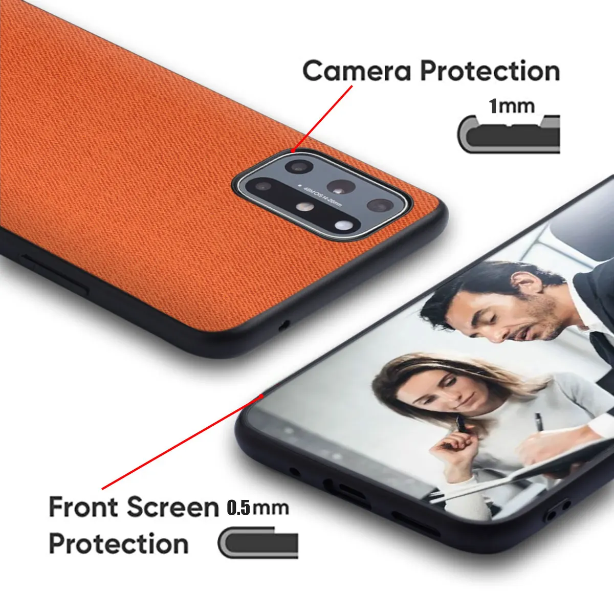 Elegant Leather Textured Case with Precision Camera Cutout - Soft TPU and Durable Hard Shell