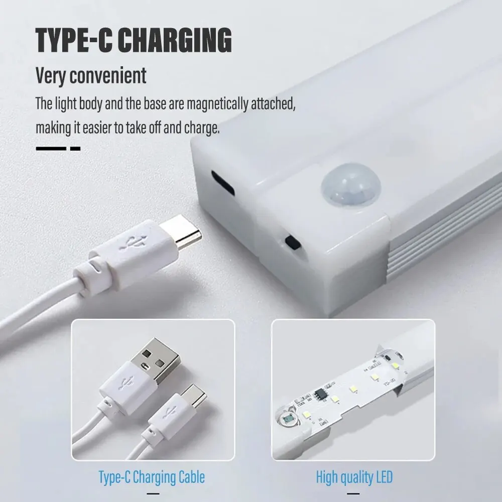 20CM/7.87inch Magnetic Smart Sensor Cabinet Lights Rechargeable Night Light Home Closet Support Infinitely Dimmable