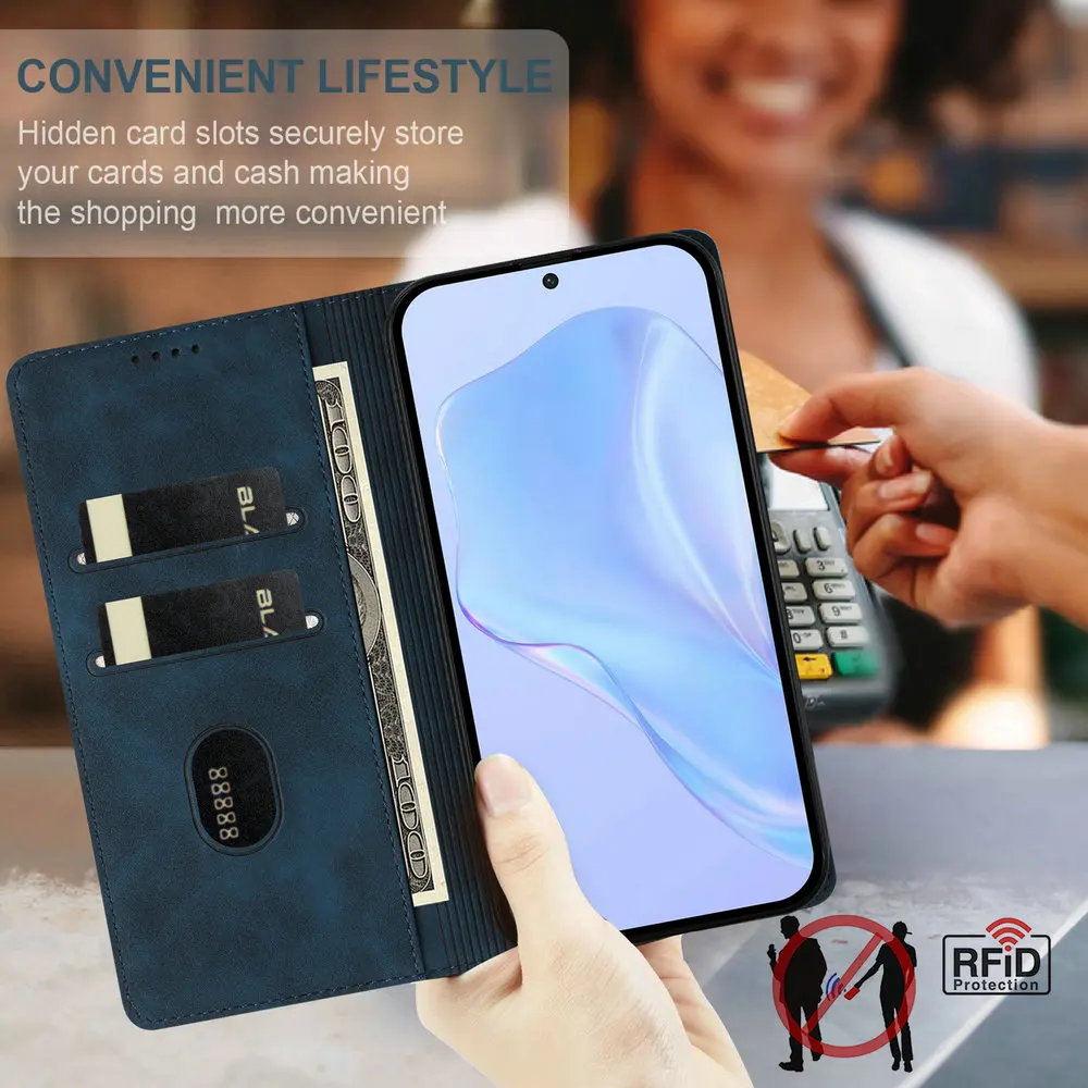 Luxury Magnetic Leather Wallet Case - Premium Cover