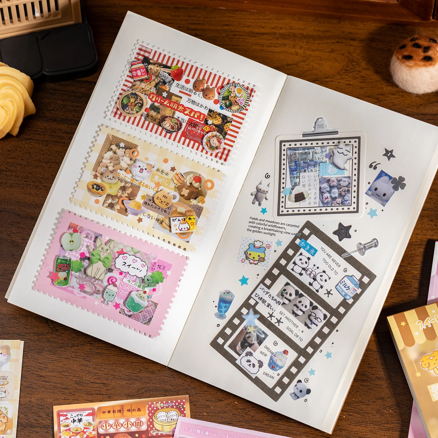 20개 코팅 종이 스티커 - Y2K 캔디 베어 & 귀여운 간식 (저널 스크랩북 DIY 데코용)