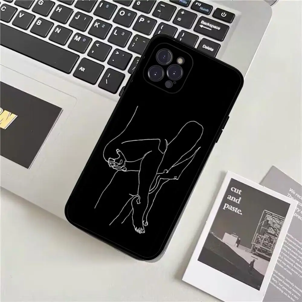 Abstract Line Sexy Couple Body Phone Case Silicone Soft for iphone 15 14 13 12 11 Pro Mini XS MAX 8 7 6 Plus X XS XR Cover