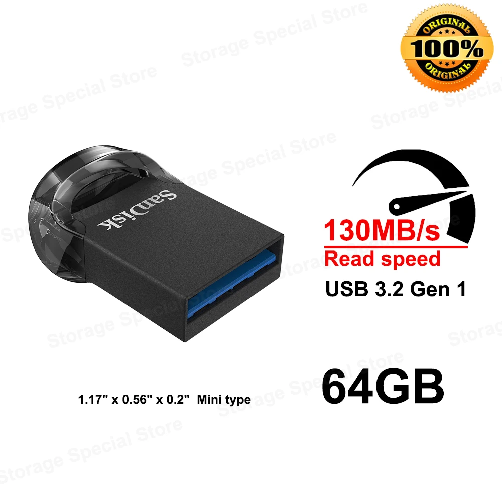 thumbnail image 2 of Sandisk 32GB Ultra Fit USB 3.1 Flash Drive, Speed Up To 130MB/s (SDCZ430- 032G-G46 2 of 9