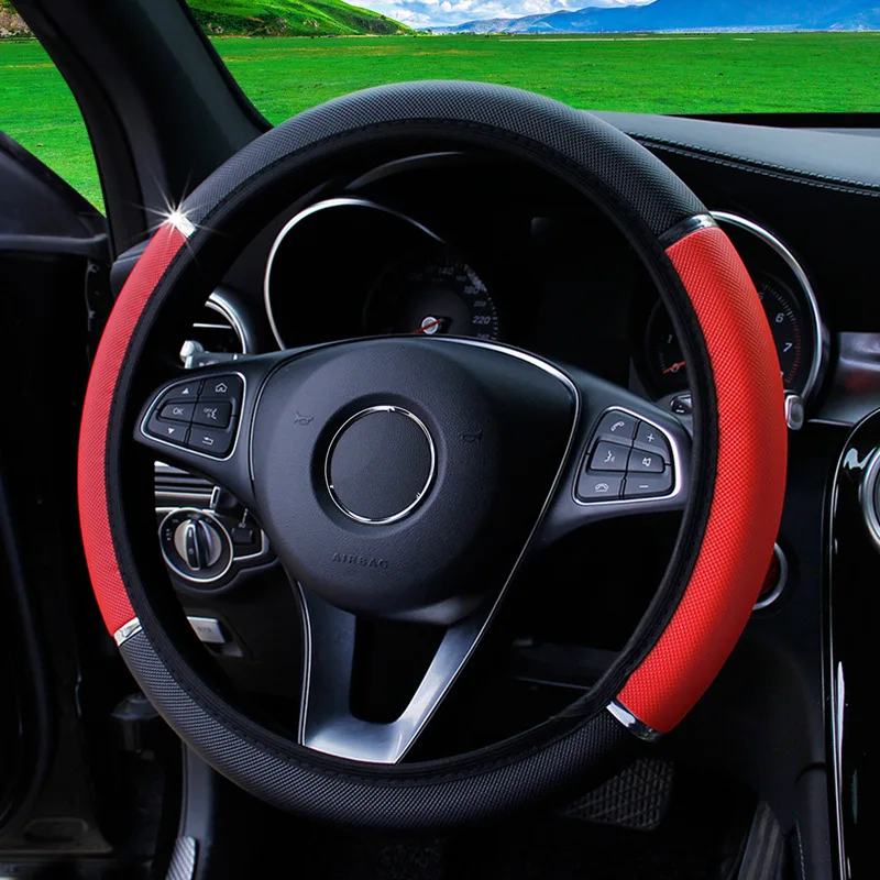 

Car Steering Wheel Cover Breathable Anti Slip Mesh Car Steering Wheel Cover Leather Auto Styling Interior Accessories 37-39cm