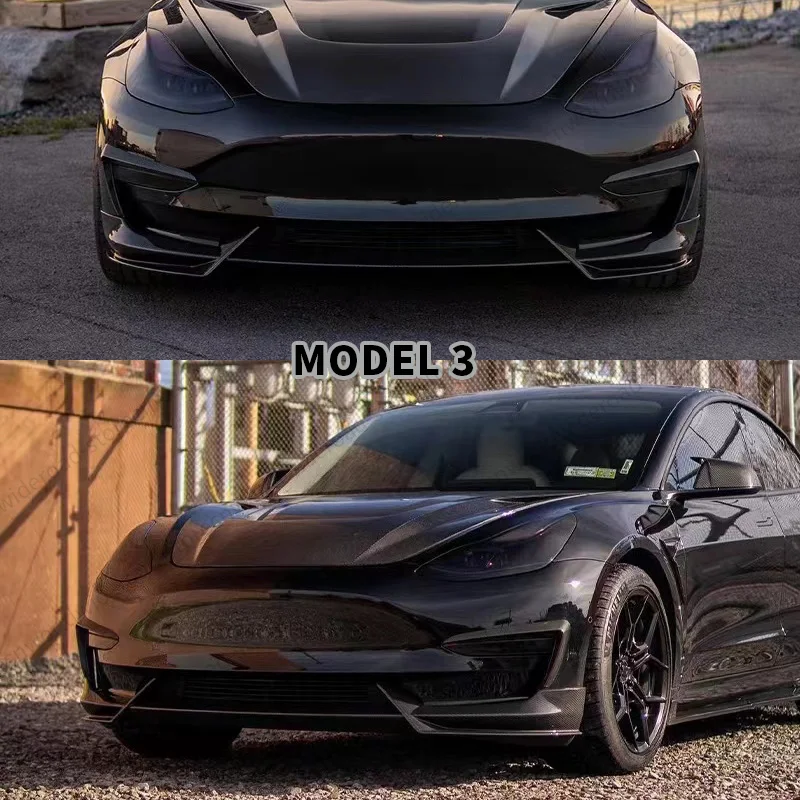 For Tesla Model Y エアロパーツ 3PCS 光沢黒 Tesla Model 3 Y 2016
