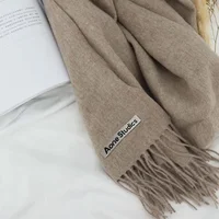 Ins Luxury Brand 100% Wool Scarf for Women Men Solid Color Plain Real Wool Scarves Female Winter Fashion Warm Cashmere Shawl