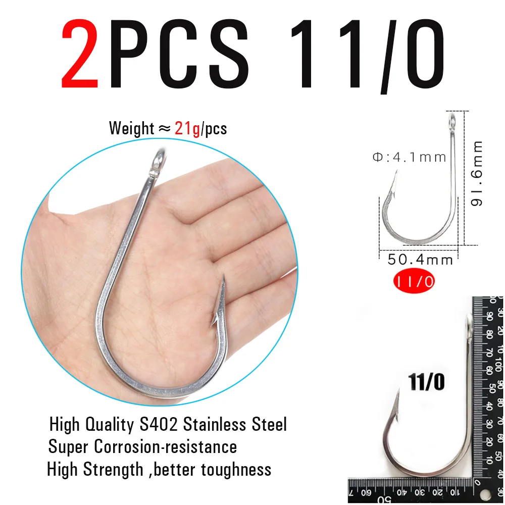 ICERIO Stainless Steel Big Game Fishing Hooks Fish Tuna Bait Fishhooks For  Saltwater Fishing Size 5/0-13/0 - AliExpress