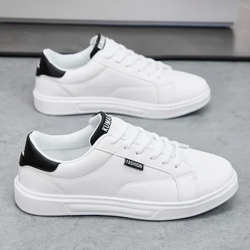White Black Men Shoes Comfortable Casual Skateboard Shoes Men Solid Leisure Sneakers Lightweight Walking Shoes 1