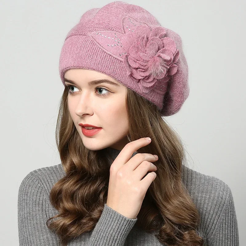 2024 New Autumn and Winter Korean Edition Fashion Versatile Rabbit Hair Knitted Wool Hat for Women Thickened and Plushed Warm Ea 3