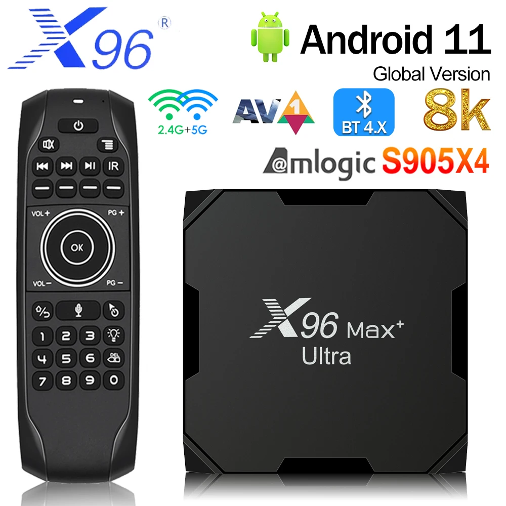 Приставка Смарт-ТВ X96 MAX Plus Ultra Android 11 0 8K Amlogic S905X4 4 ядра 2 ГГц/телефон Wi-Fi BT UHD X96MAXPlus