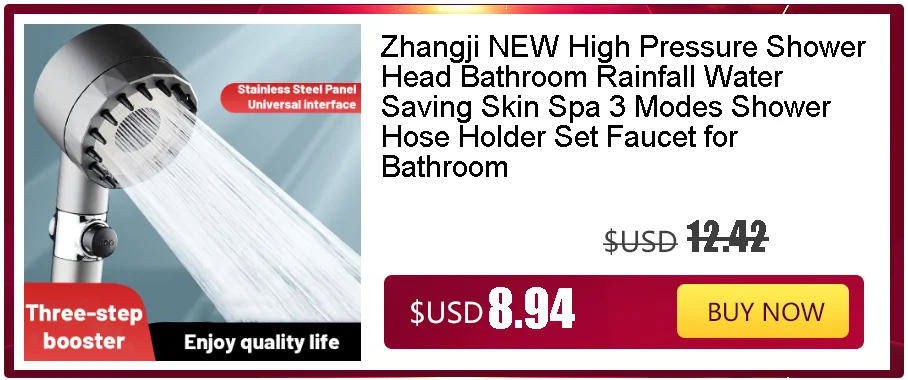 ZhangJi New Propeller Driven Shower Head with Stop Button and Cotton Filter Turbocharged High Pressure Handheld Shower Nozzle