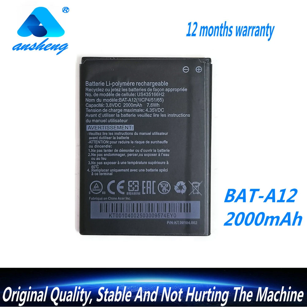 New Original 3.8v 2000mah Bat-a12 Battery For Acer Liquid Z520 Liquid Z520  Dual Sim (1icp4/51/65 Kt.00104.002) Mobile Phone - Mobile Phone Batteries -  AliExpress