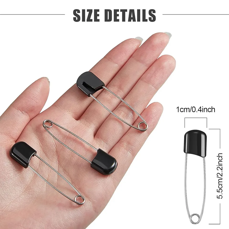Perni di sicurezza per pannolini, per pannolini da 5.1 cm, in plastica resistente, in acciaio inossidabile, ideali per quadrati in spugna e pannolini prefold (confezione da 12