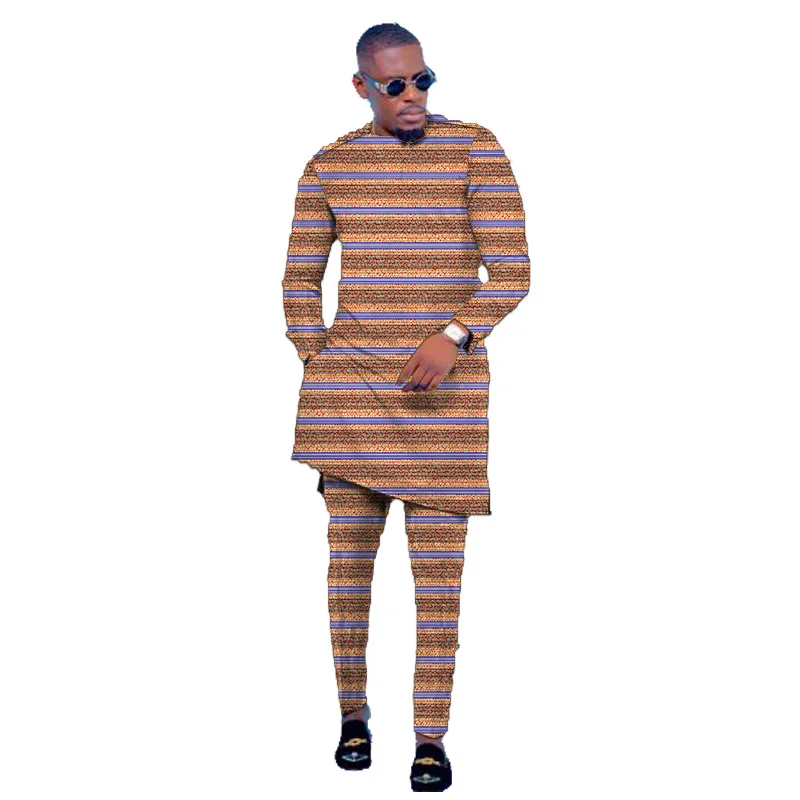 

New Arrivals Men's Shirts+Trousers Dashiki Print Long Sets Male Nigerian Fashion African Outfit