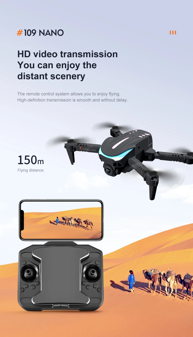 K109 Mini Drone - 2024 New Breathing Light 4K Dual HD Camera Automatic Obstacle Avoidance Professional Foldable Drone Quadcopter Gifts 40 K109 Mini Drone, 109 nano hd video transmission you can enjoy the distant scenery