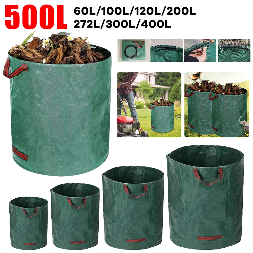 60L-500L Garden Waste Bag Foldable Reusable Trash Sack Large Capacity Garbage Container Leaf Grass Waste Storage Bag garden waste bag