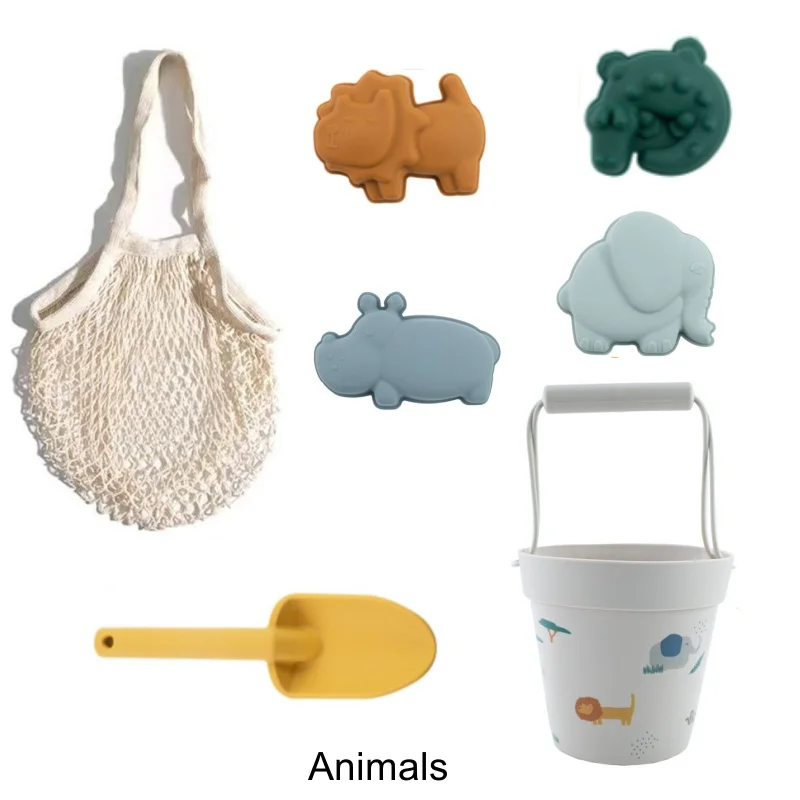 Set di giochi da spiaggia in silicone per bambini con secchiello_voghion.com