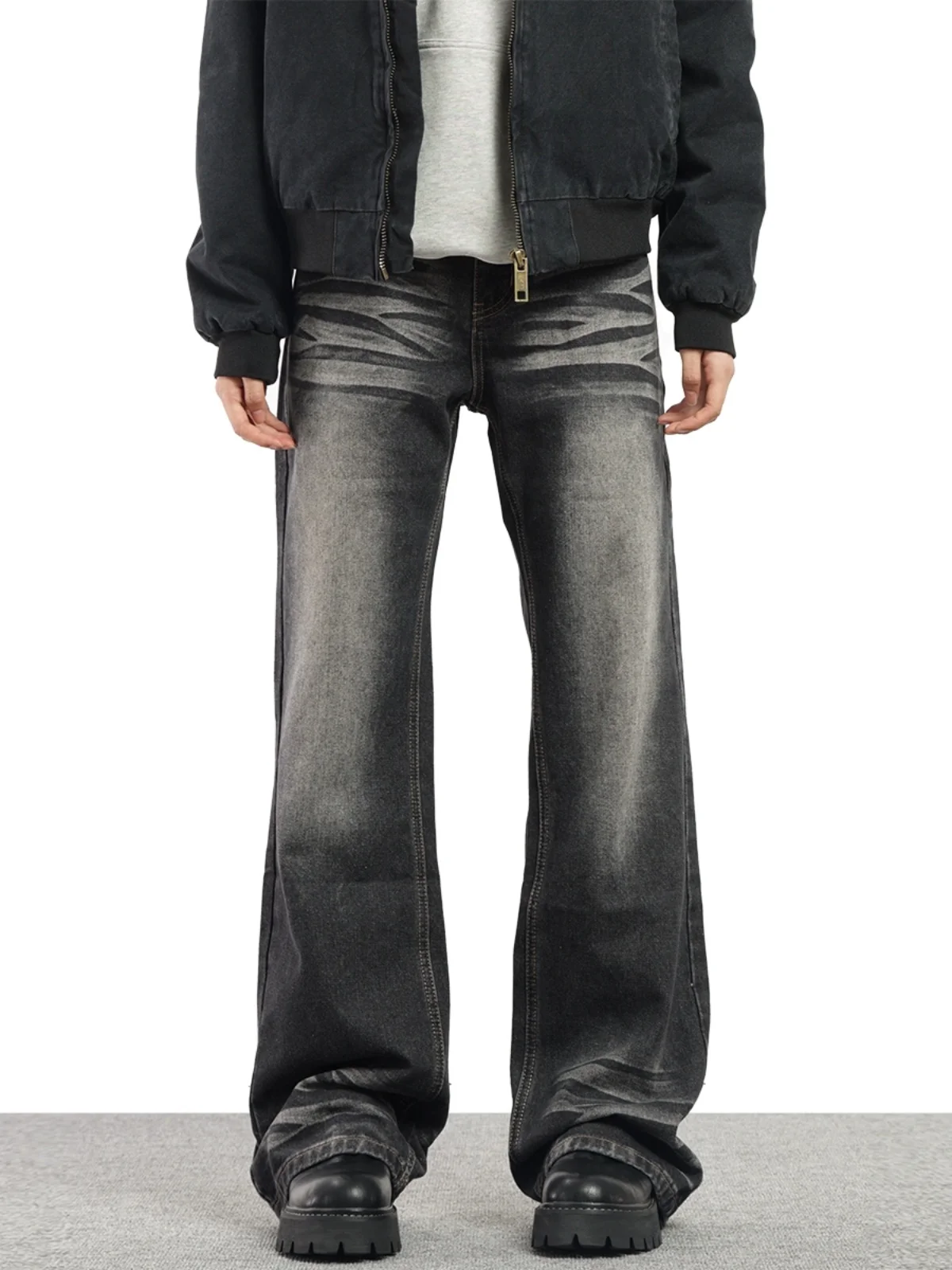 

2024 женские белые эластичные джинсы с рисунком кошки и бороды, уличный дизайн, брюки Cleanfit для папы, джинсовая мужская уличная одежда, мужские джинсы