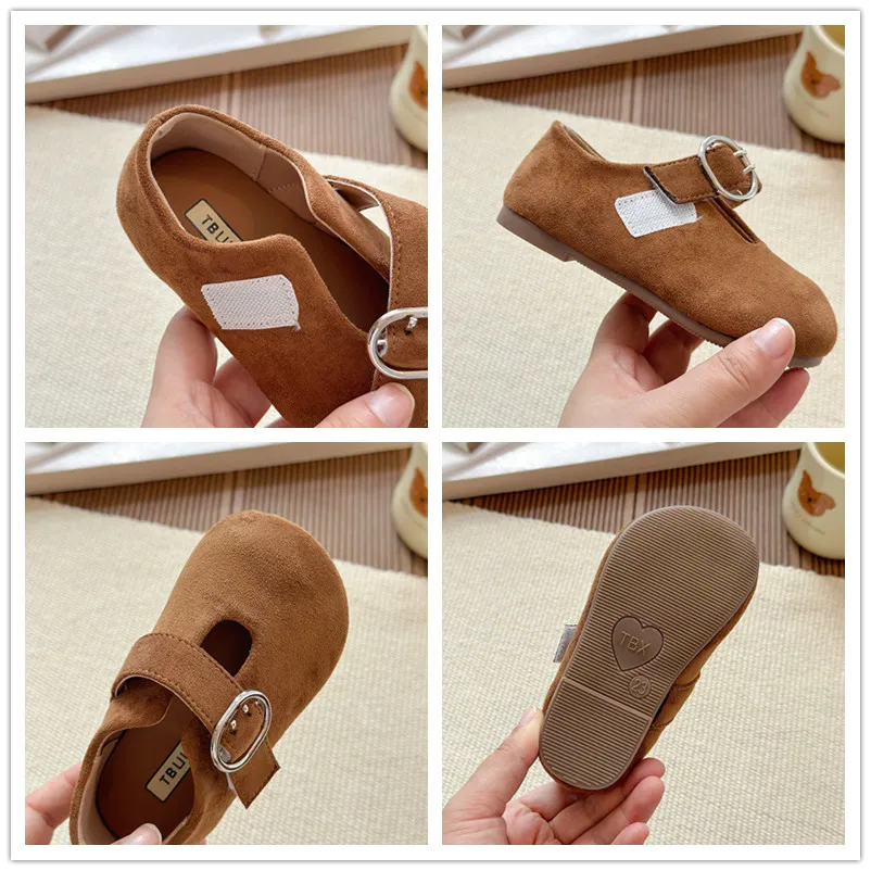 Leather Kids Ballet Flats for Girls Autumn Party