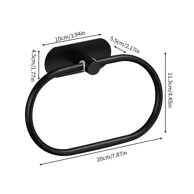 Stainless Steel Towel Holder Self-adhesive Bathroom Towels Rack Black Washhand Hanger Ring Rail Bar Kitchen Storage Accessories