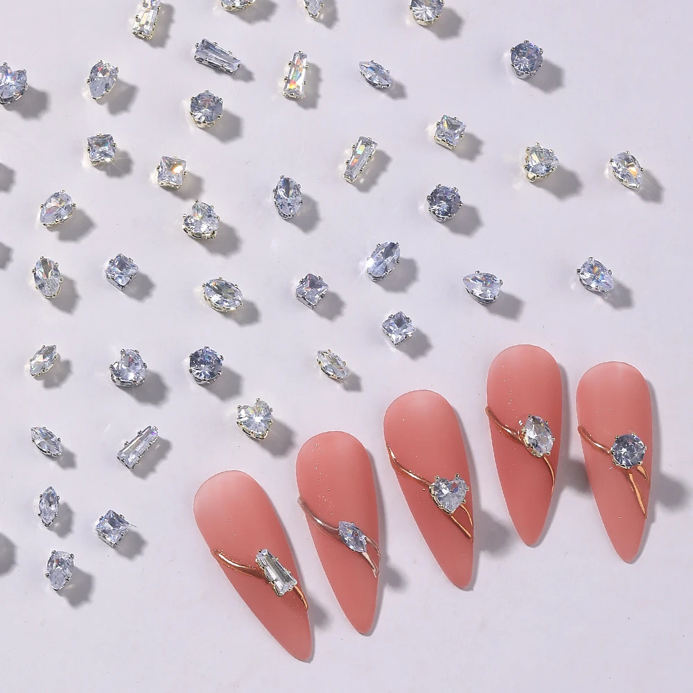 

50pcs Gold Silver Small Diamond Irregular Shiny Marquise Eye Drop Glass Crystal Rhinestone Nail Charms DIY Nail Art Decoration