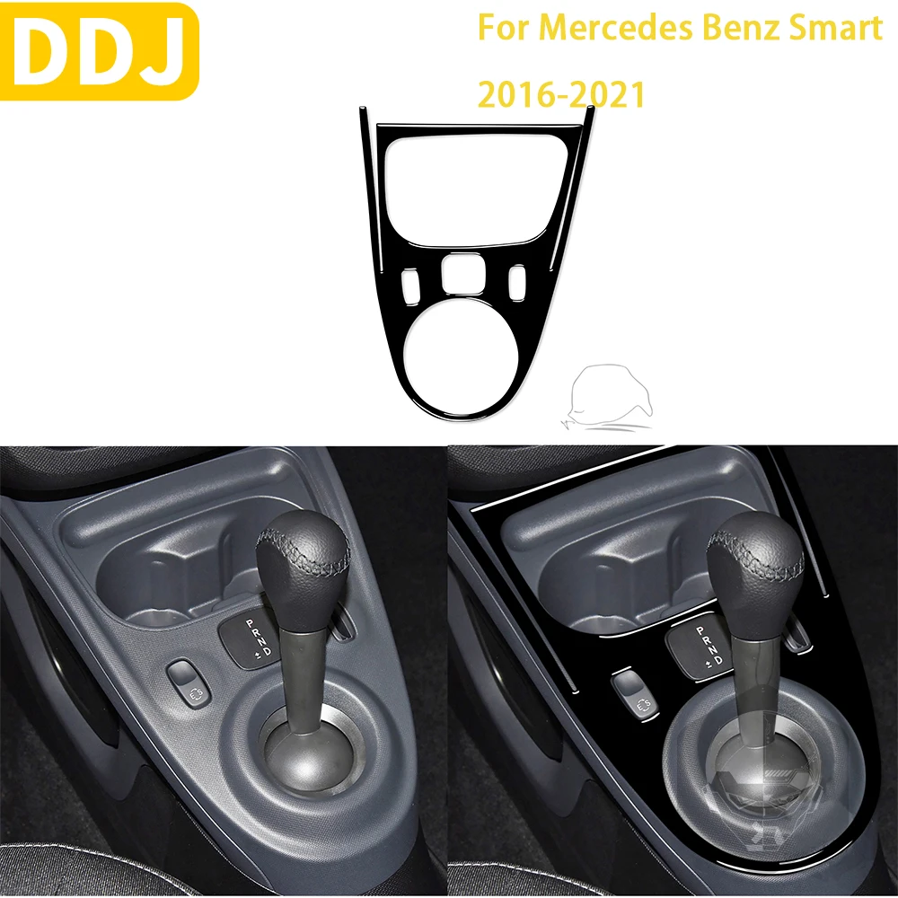 

Аксессуары для Mercedes Benz Smart 2016, 2017, 2018, 2019, 2020, 2021, черная декоративная наклейка на панель переключателя передач в салоне автомобиля, ABS