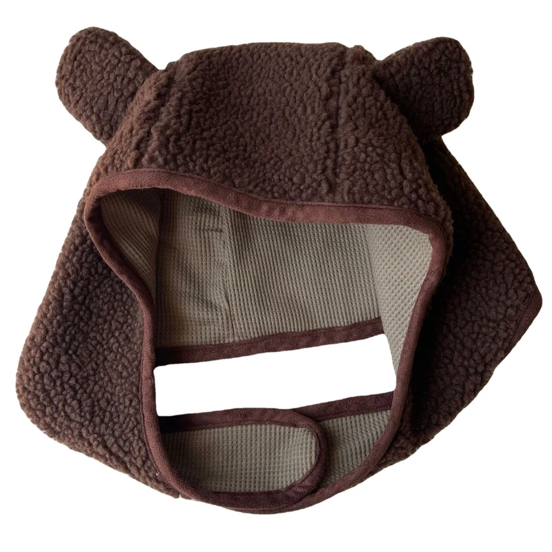 

Bear Ear Hoodedr Hat Fleece Earflap Hat Fleece Earflap Beanie For Women Ear for Protection Hat Winter Warm Bucket Hat