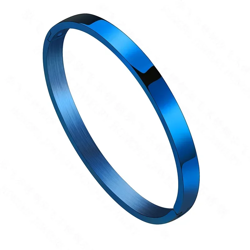 6MM Simple Woman's Bangles Cuff Stainless Steel Gold Rose  Black Blue Silver Color Bracelet Wristband Charm Jewelry 6