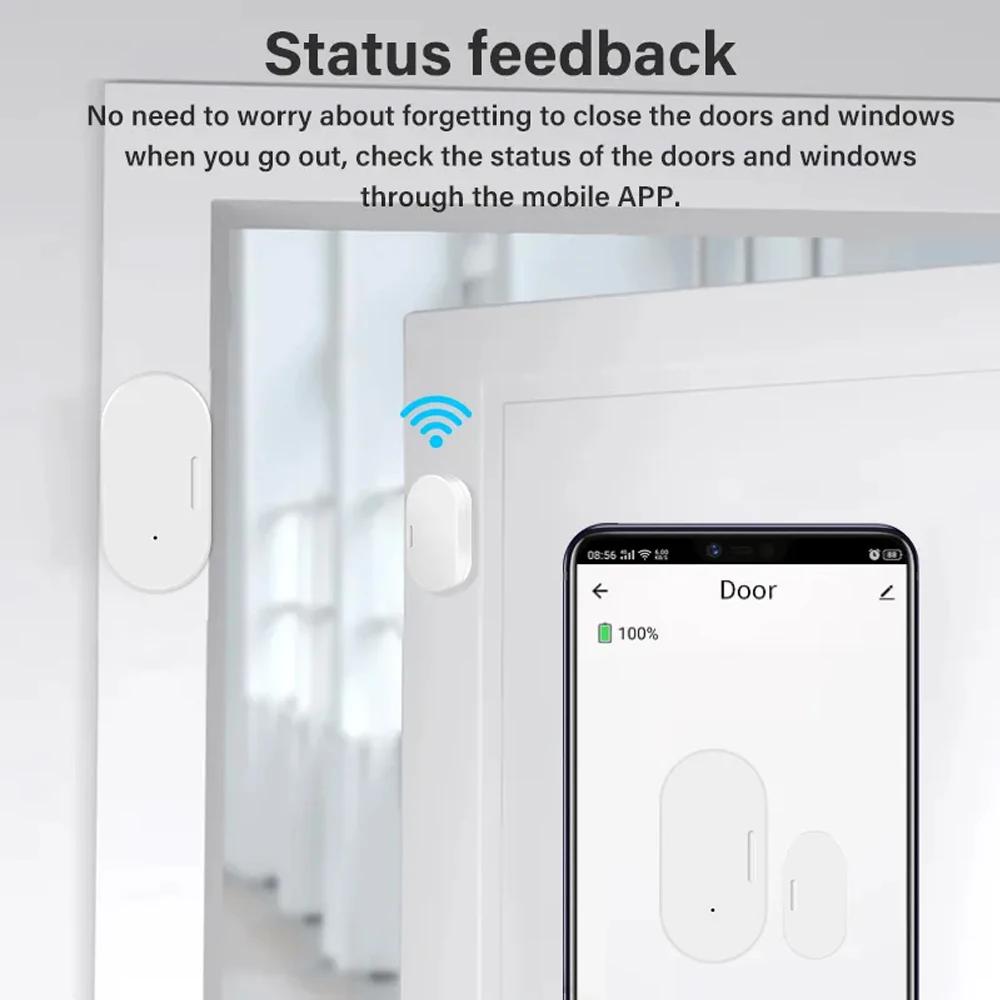 Tuya Smart Home Zigbee Door Sensor Alarm Window Door Open/Closed Detectors Security Protection Smart Life Voice for Alexa Google