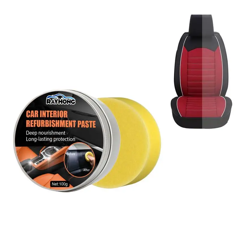 

Cleaner Paste Car Refurbishment Kit Interior Cleaner With Sponge For Removing Dirt Oil Stains From Leather