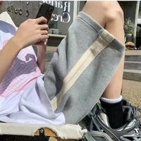 Shorts Women Summer Loose Wide Leg Knee-length Shorts High Waist Color Matching Casual Elastic Waist Sports 5 Point Shorts - Image 3