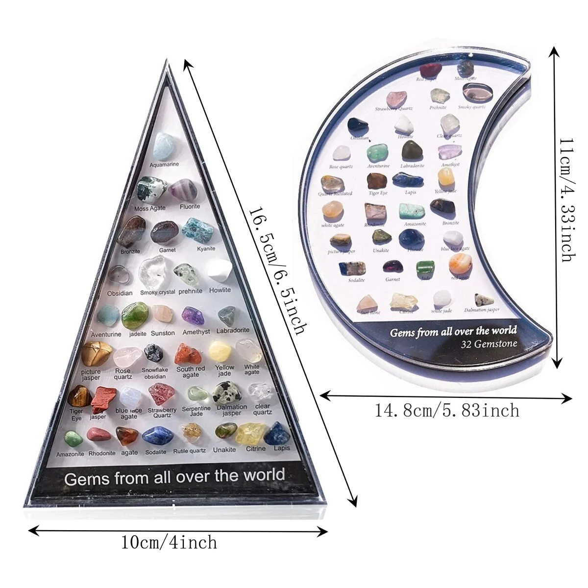 36/32 Assorted Natural Crystal Stones Gem Sets