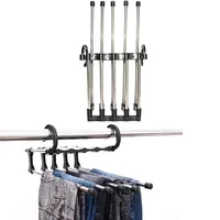 Multi-functional 5 in 1 Trouser Storage Rack Adjustable Pants Tie Storage Shelf Closet Organizer Stainless Steel Clothes Hanger 1