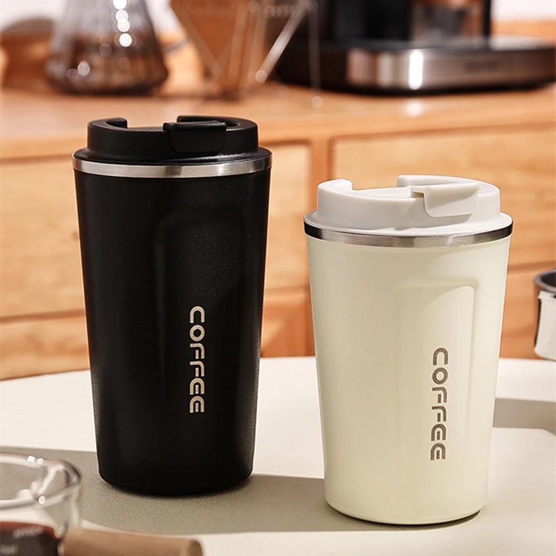 380/510ml Mug Coffee Cup with Cover Stainless Steel Silicone Metal Coffee  Insulated Car Thermo Cup Portable Sport Water Bottler - AliExpress